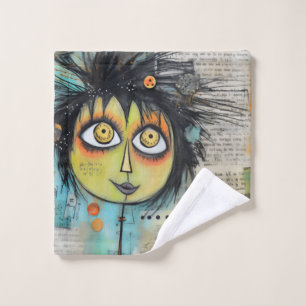 Conjunto De Toalhas Colagem Arte Menina Senhora 3