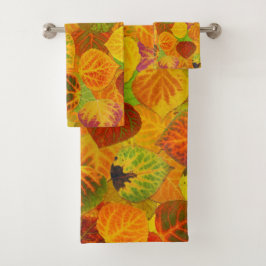 Conjunto De Toalhas Colagem de Folhas de Aspen Medley Sem Costura 1