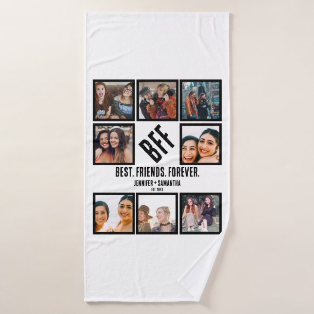 Conjunto De Toalhas Colagem de Fotografias BFF 8 Personalizadas para M (Toalha de Banho)