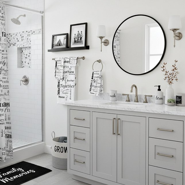 Conjunto De Toalhas Colagem de palavras familiares (Criador carregado)