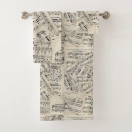 Conjunto De Toalhas Colagem de Papel de Música da Folha de Vintagem