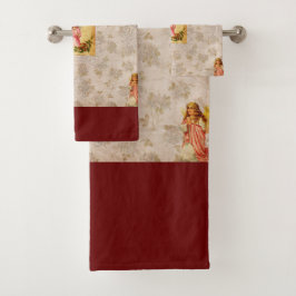 Conjunto De Toalhas Colagem Vintage Retro com rendas e flores
