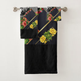 Conjunto De Toalhas Colagem Vintage Retro com rendas e flores