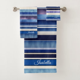 Conjunto De Toalhas Coleção de Grelhas Azuis de Barcos Marinho de Verã