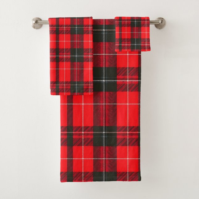 Conjunto De Toalhas Coleção de Tartan Tradicional Vermelho xadrez (Insitu)