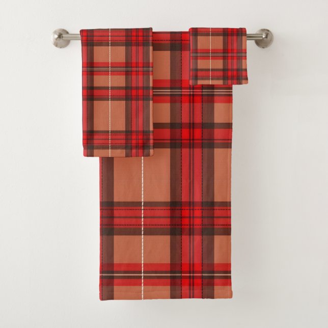 Conjunto De Toalhas Coleção de tendências do Tartan da Xadrez Vermelha (Insitu)