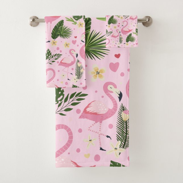 Conjunto De Toalhas Coleção de Verão Flamingo Um Design 8 (Insitu)