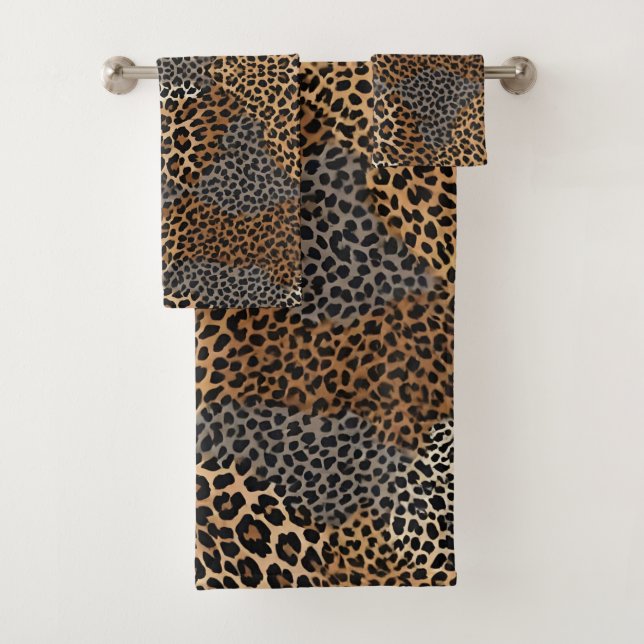 Conjunto De Toalhas Coleção Elegante Branca de Leopardo Moderno de Lux (Insitu)