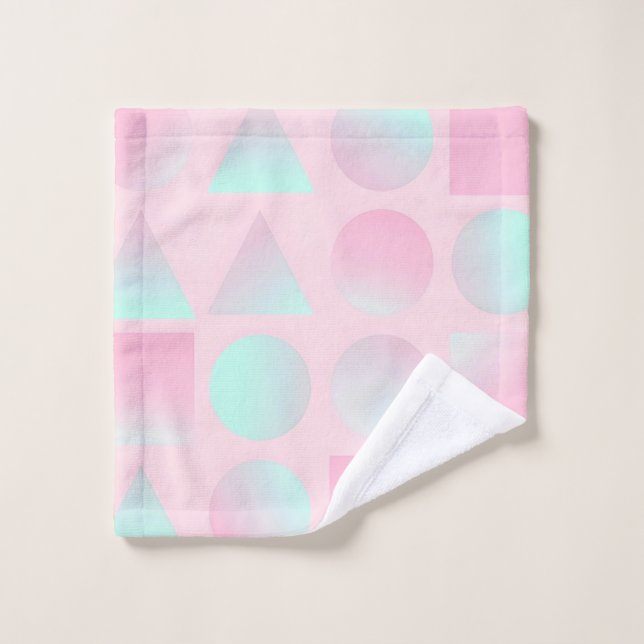 Conjunto De Toalhas Coleção Moderna Abstrata Rosa Bege com Verde Claro (Pano de lavar)