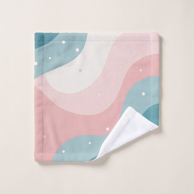 Conjunto De Toalhas Coleção Moderna Abstrata Rosa Bege Menta (Pano de lavar)
