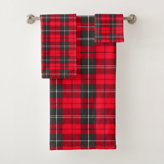 Conjunto De Toalhas Coleção Moderna de Tartan Xadrez Tradicional Verme (Insitu)