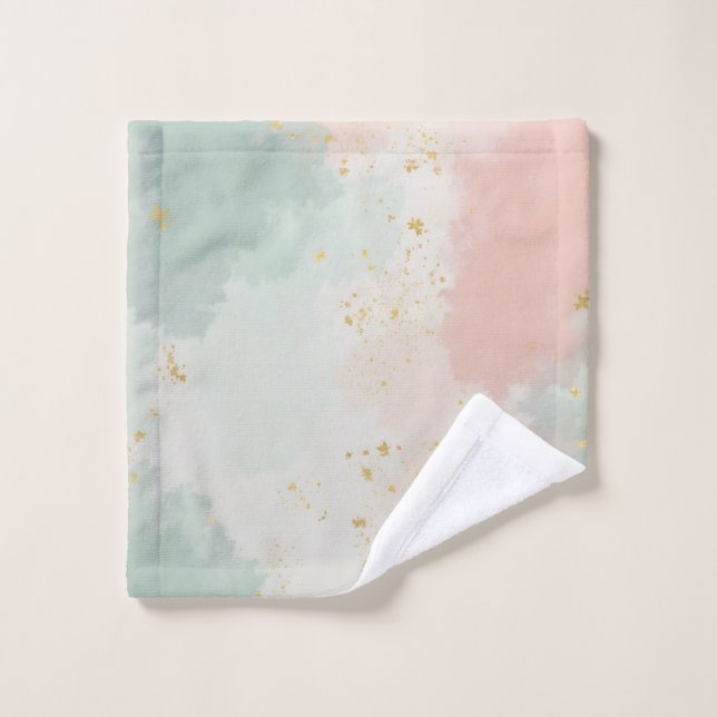 Conjunto De Toalhas Coleção Popular Abstrata Rosa Beijo Menta (Pano de lavar)
