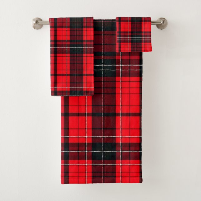 Conjunto De Toalhas Coleção Popular Tradicional de Tartan Vermelho xad (Insitu)