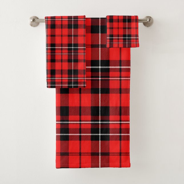 Conjunto De Toalhas Coleção Popular Tradicional de Tartan Xadrez Verme (Insitu)