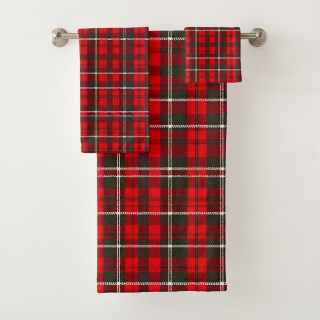 Conjunto De Toalhas Coleção Popular Tradicional Vermelha Xadrez Tartan (Insitu)