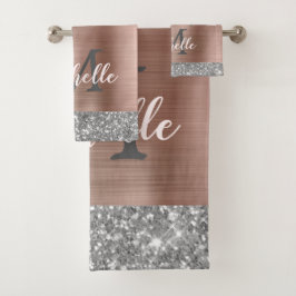 Conjunto De Toalhas Colírio Elegante De Cinza Prateada Monograma