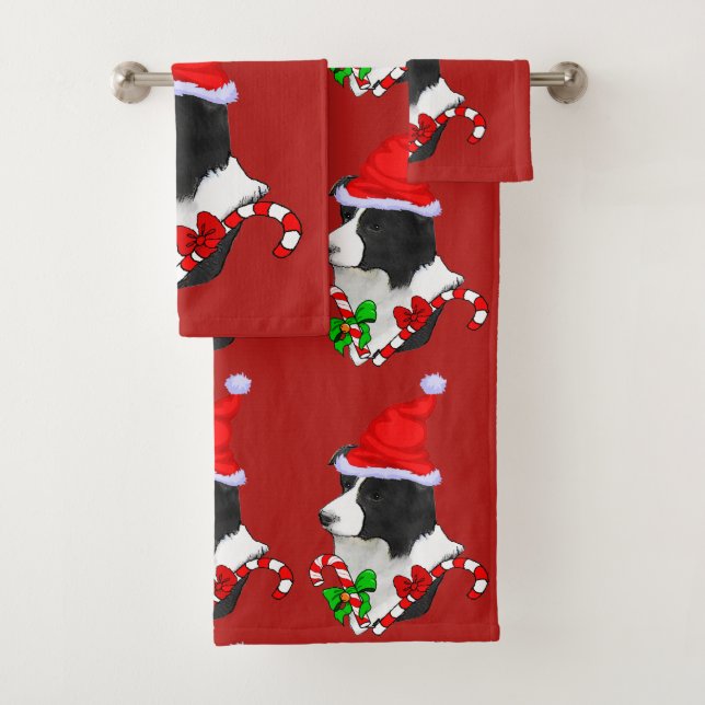 Conjunto De Toalhas Collie Puppy Christmas (Insitu)