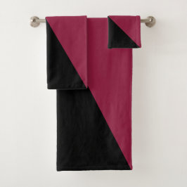Conjunto De Toalhas Color Block Bath Towels (Black & Berry Red)