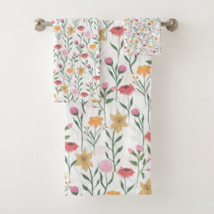 Conjunto De Toalhas Colorful Wildflower Watercolor Design