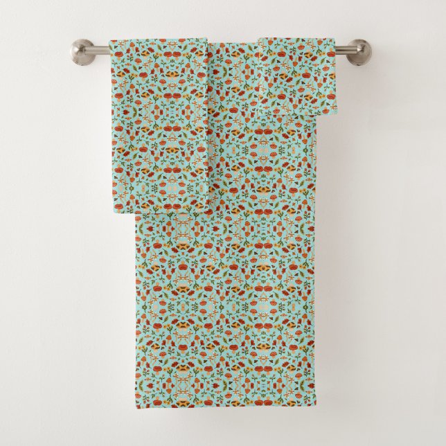 conjunto de toalhas coloridas com um floral divert (Criador carregado)