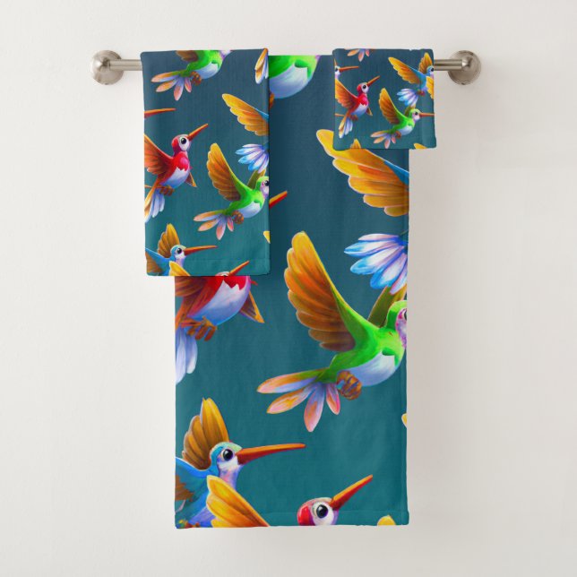 Conjunto De Toalhas Colorido, aves-humanos no voo (Insitu)