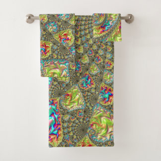 Conjunto De Toalhas Colorido Ousado Vibrante Groovy Alucinante Fractal