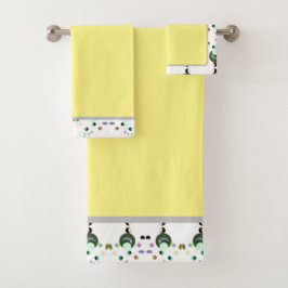 Conjunto De Toalhas Colunas de Banho Amarelo de Abelhas