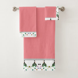 Conjunto De Toalhas Colunas de Banho Rosa 2