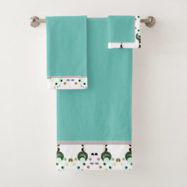 Conjunto De Toalhas Colunas Verdes 2 Banheiras Abelhas Definidas