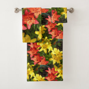 Conjunto de Toalhas com Desenho de Flor de Lírio V