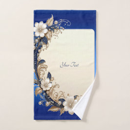 Conjunto de Toalhas com Enfeite Floral Azul Branco
