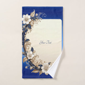 Conjunto de Toalhas com Enfeite Floral Azul Branco