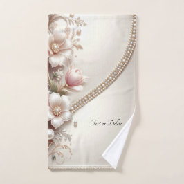 Conjunto de Toalhas com Enfeites Florais e Pérolas