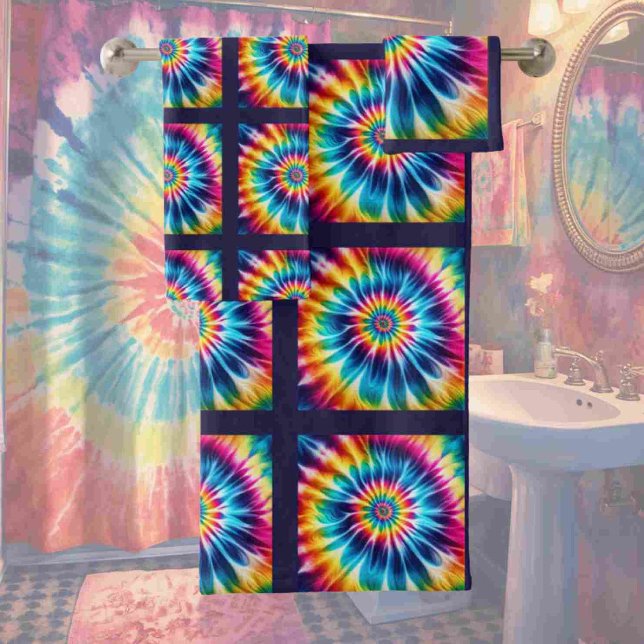 Conjunto de Toalhas com Estampa Psiquédelica Tie D (Criador carregado)