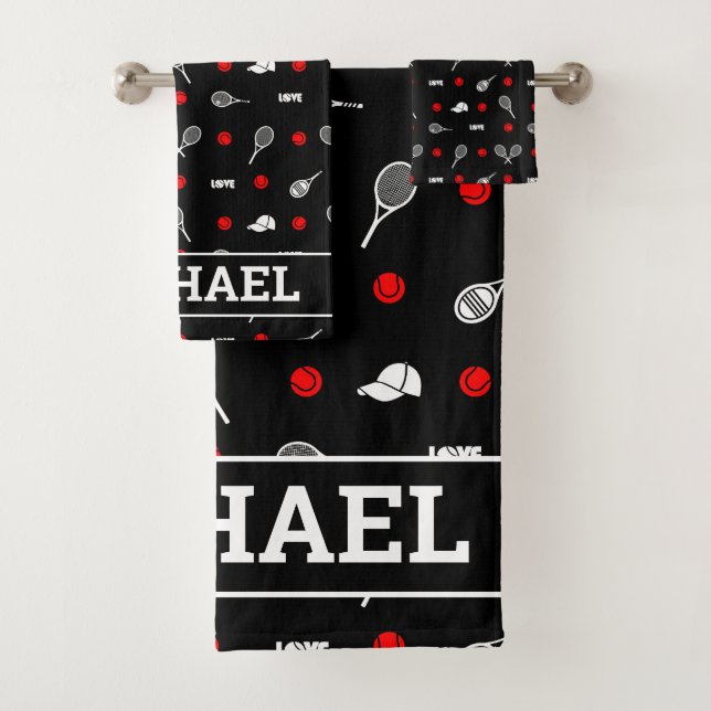 Conjunto De Toalhas Com o nome 🎾 tênis preto e branco 🎾 (Insitu)