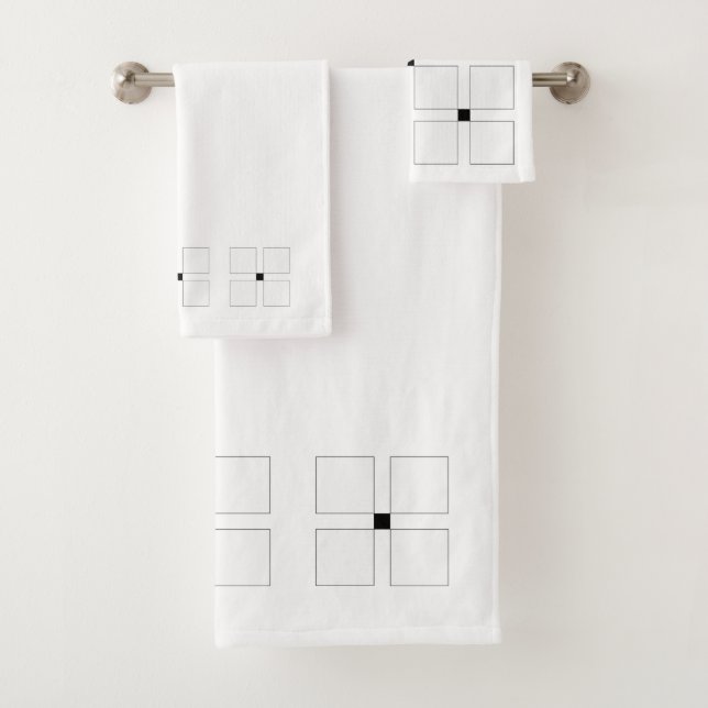 Conjunto de Toalhas com Padrão de Quadrados Preto  (Insitu)