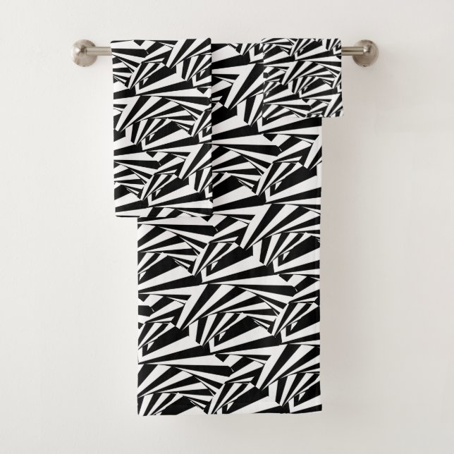 Conjunto de Toalhas com Redemoinhos Preto e Branco (Insitu)
