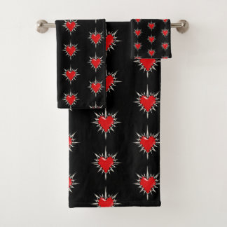Conjunto de Toalhas com Sigilo de Coração com Pont