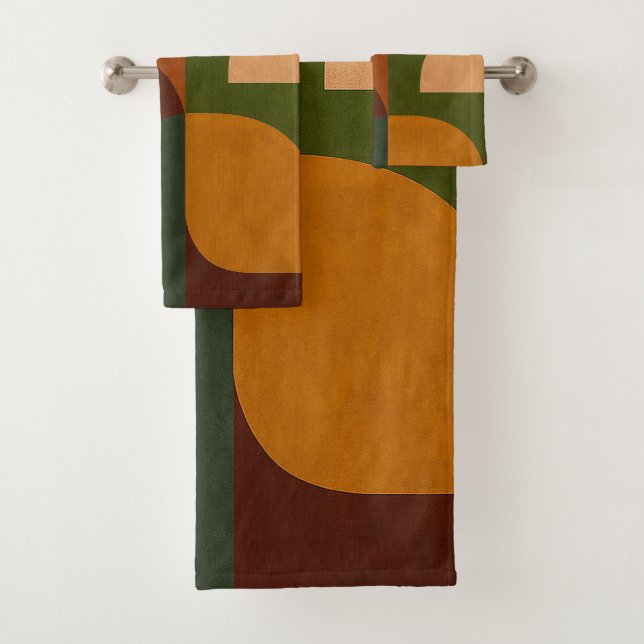Conjunto De Toalhas Composição Abstrata Moderno de Meados do Século (Insitu)