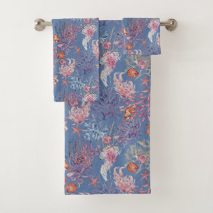 Conjunto De Toalhas Composição de Aquarela Subaquático Série Design 3