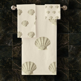 Conjunto De Toalhas Conchas castanhas Douradas da Moderna Vintage em B