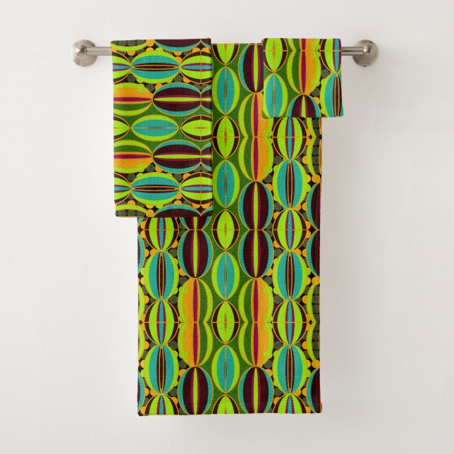 Conjunto De Toalhas Conchas Cowrie Geométricas Afrocentradas (Insitu)