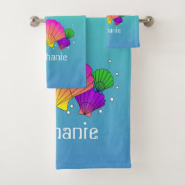 Conjunto De Toalhas Conchas do Mar do Caribe Personalizadas com Bolhas