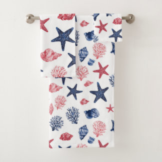 Conjunto De Toalhas Conchas Patrióticas & Coral