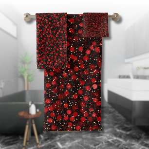 Conjunto De Toalhas Confetes Vermelhos Elegantes no Estilo Brilho Pret