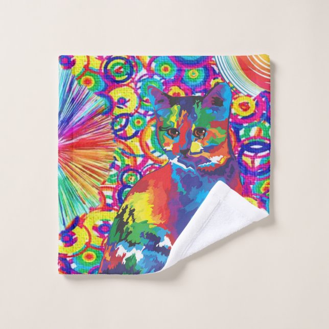 Conjunto De Toalhas Conjuntos De Bandejas De Gatinhos Coloridos (Pano de lavar)