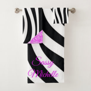 Conjunto De Toalhas Conjuntos de Bandejas Rosa Quentes-Leopardo Preto 