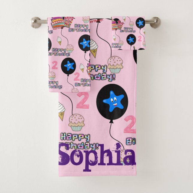 Conjunto De Toalhas Conjuntos de Toalhas, segundo aniversário Feliz do (Insitu)