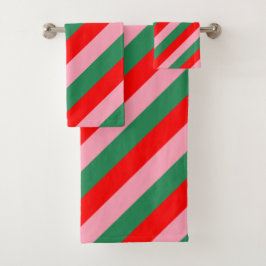 Conjunto De Toalhas Contemporary Christmas Candy Stripes 