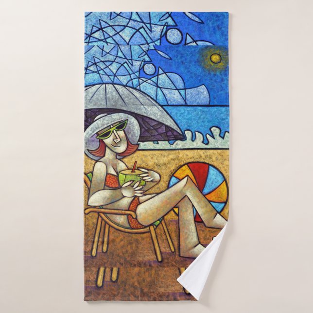 Conjunto De Toalhas Contemporary Cubist Beach Art - Summer Relaxation  (Toalha de Banho)